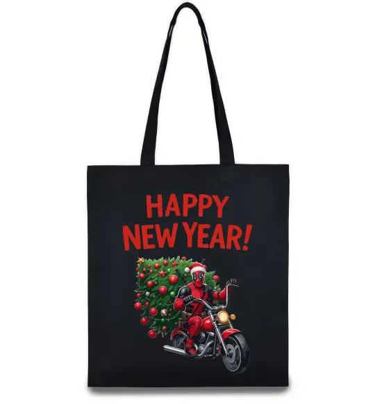 Еко-сумка Дедпул з ялинкою Чорний фото