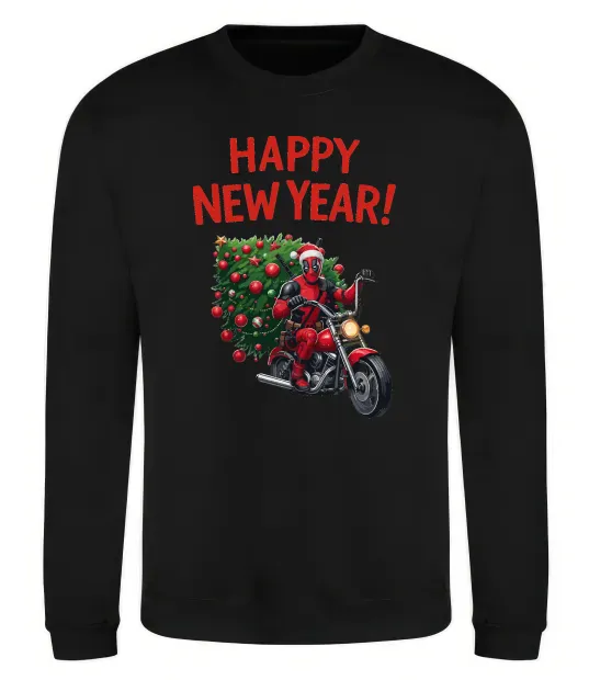 Свитшот Дедпул з ялинкою Черный фото