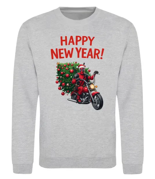 Свитшот Дедпул з ялинкою Серый меланж фото