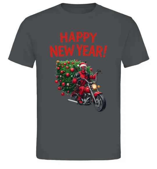 Мужская футболка Дедпул з ялинкою Графит фото