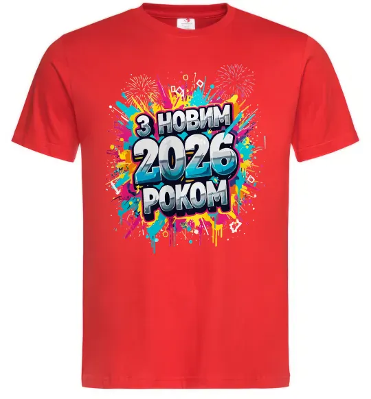 Чоловіча футболка З Новим 2026 Роком Червоний фото