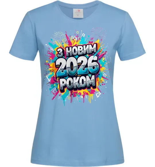 Женская футболка З Новим 2026 Роком Голубой фото