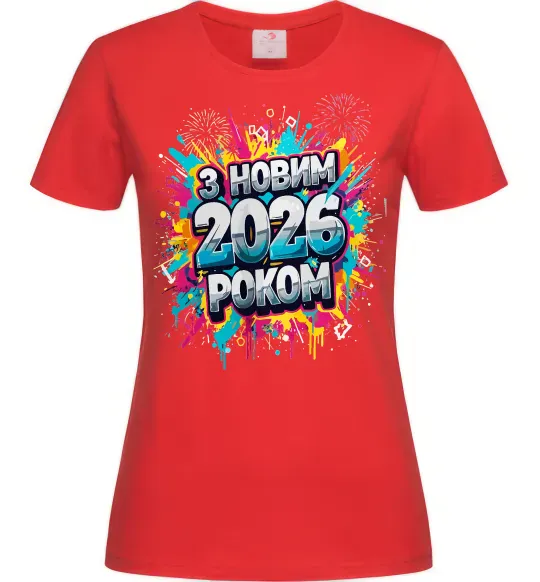 Женская футболка З Новим 2026 Роком Красный фото