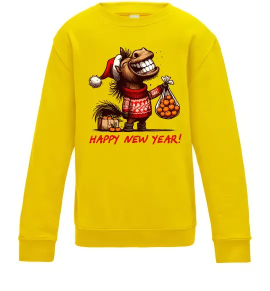 Детский Свитшот Кінь з мандаринами Солнечно желтый фото