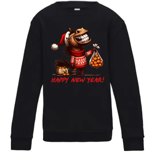 Детский Свитшот Кінь з мандаринами Черный фото