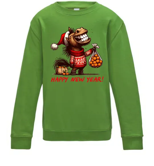 Детский Свитшот Кінь з мандаринами Лаймовый фото