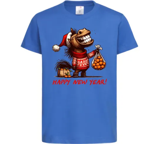 Дитяча футболка Кінь з мандаринами Яскраво-синій фото