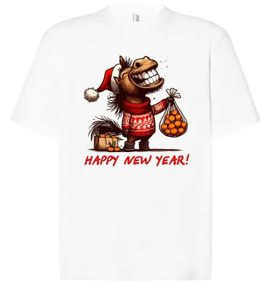 Футболка Оверсайз Кінь з мандаринами Белый фото