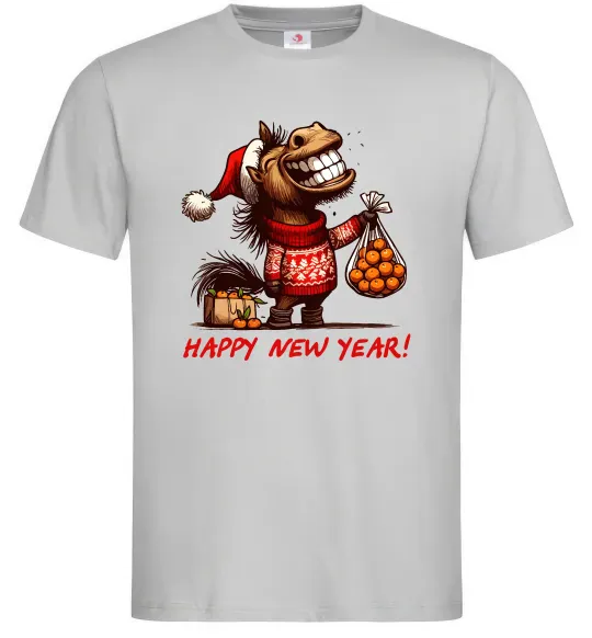 Мужская футболка Кінь з мандаринами Серый фото