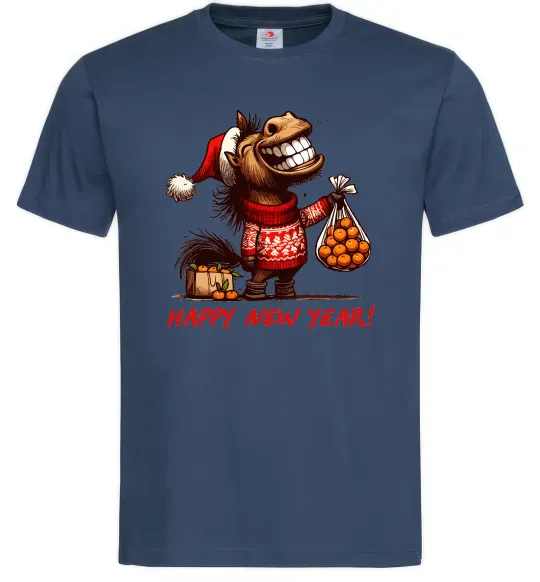 Мужская футболка Кінь з мандаринами Темно-синий фото