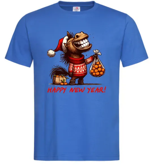 Мужская футболка Кінь з мандаринами Ярко-синий фото