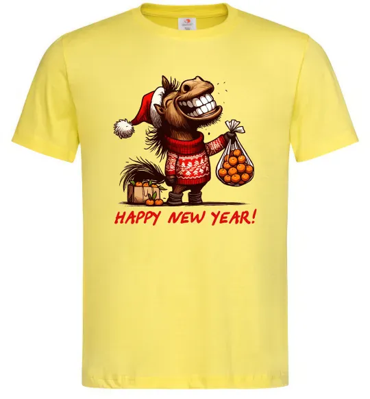 Мужская футболка Кінь з мандаринами Лимонный фото