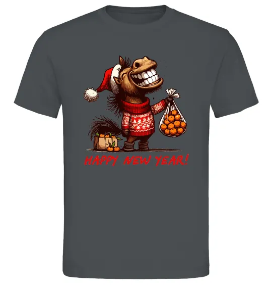 Мужская футболка Кінь з мандаринами Графит фото