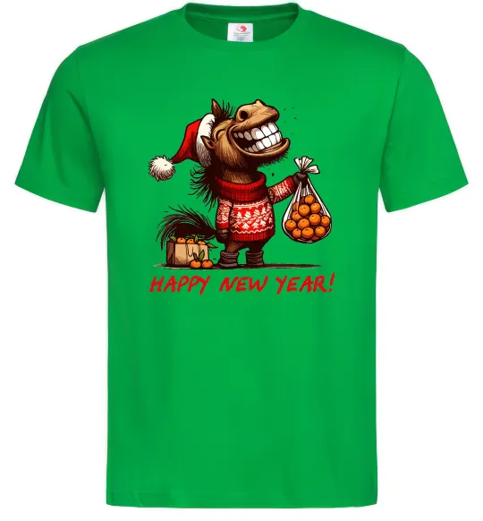 Мужская футболка Кінь з мандаринами Зеленый фото