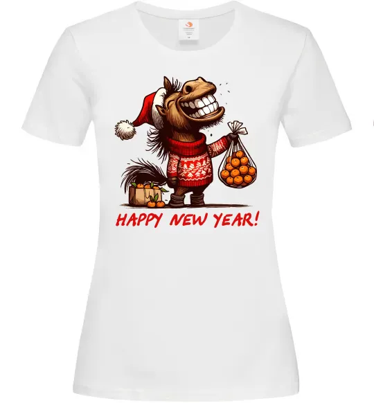 Женская футболка Кінь з мандаринами Белый фото