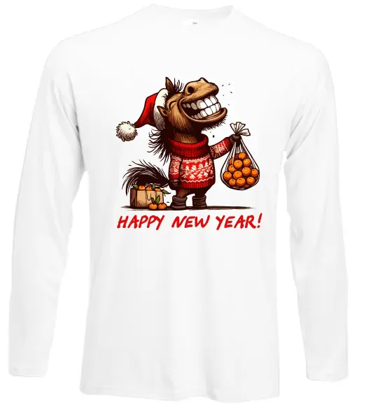 Лонгслів Кінь з мандаринами Білий фото