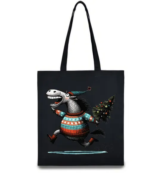 Эко-сумка Кінь з ялинкою Черный фото