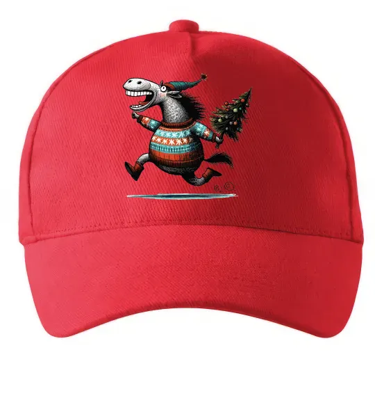 Кепка Кінь з ялинкою Червоний фото