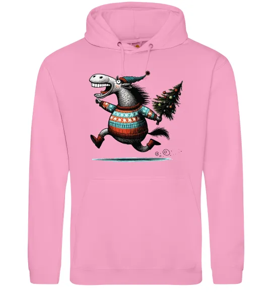 Мужская толстовка (худи) Кінь з ялинкою Розовый фото