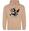 Чоловіча толстовка (худі) Кінь з ялинкою Пісочний фото