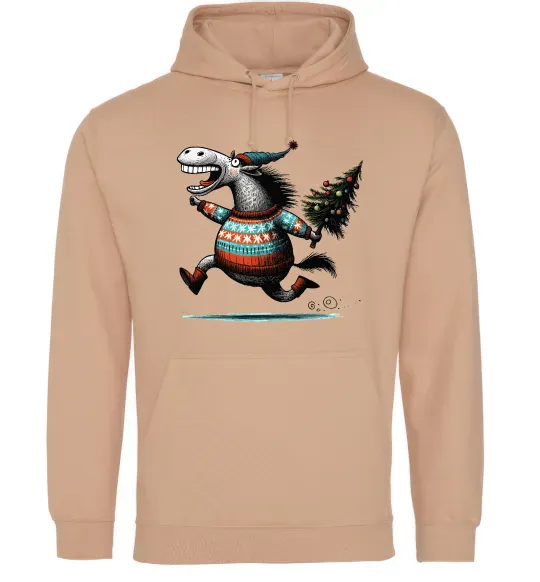 Жіноча толстовка (худі) Кінь з ялинкою Пісочний фото