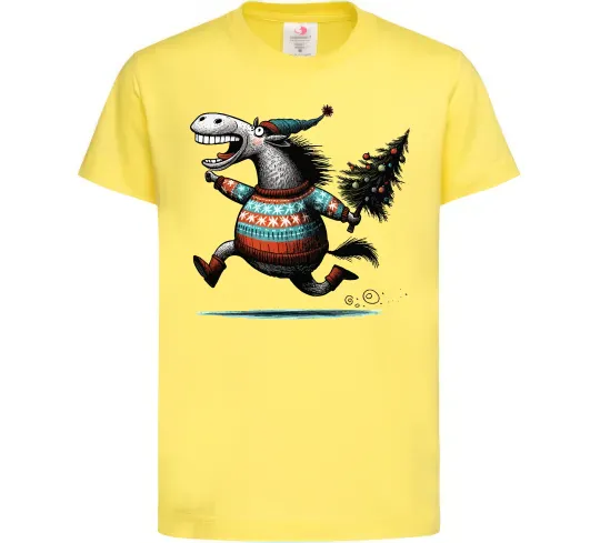 Дитяча футболка Кінь з ялинкою Лимонний фото