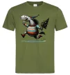 Чоловіча футболка Кінь з ялинкою Оливковий фото