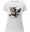 Жіноча преміум футболка Кінь з ялинкою Білий фото