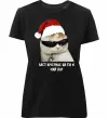 Женская премиум футболка Кіт ласт крістмас Черный фото