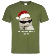 Чоловіча футболка Кіт ласт крістмас Оливковий фото