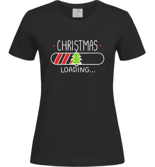 Жіноча футболка Christmas loading Чорний фото