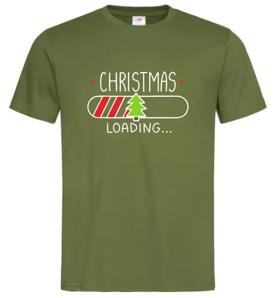 Мужская футболка Christmas loading Оливковый фото