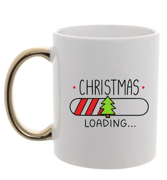 Чашка с цветной ручкой Christmas loading Золото фото