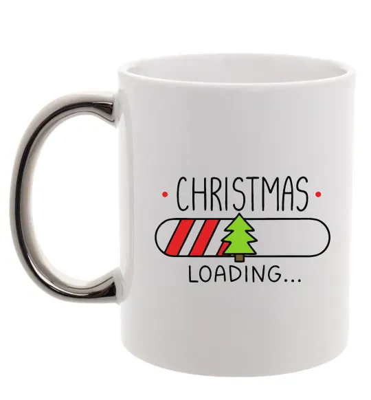 Чашка с цветной ручкой Christmas loading Серебро фото