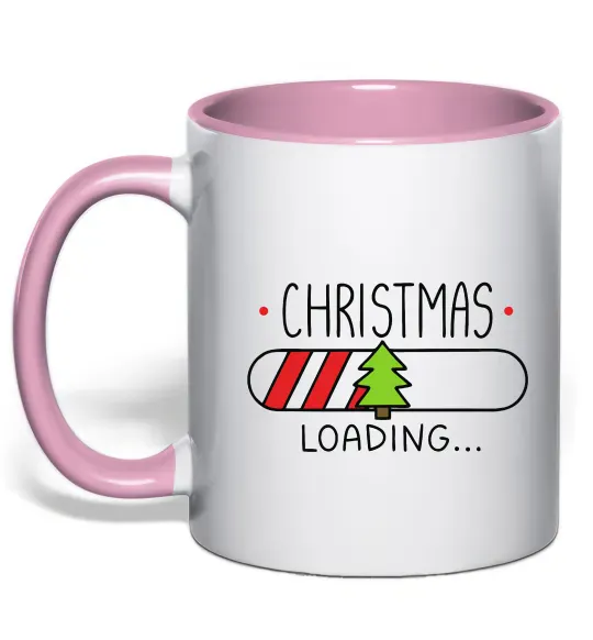 Чашка с цветной ручкой Christmas loading Нежно розовый фото
