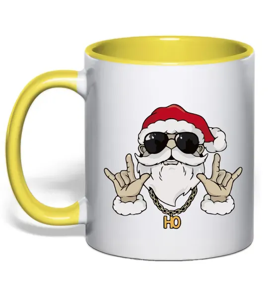 Чашка з кольоровою ручкою Cool Santa Сонячно жовтий фото