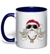 Чашка з кольоровою ручкою Cool Santa Глибокий темно-синій фото