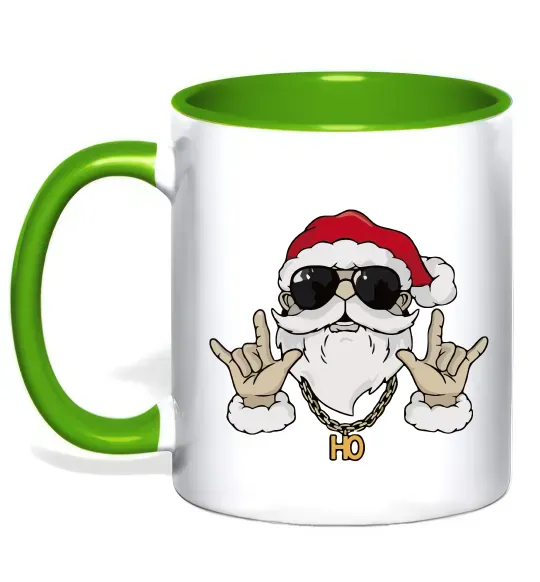 Чашка з кольоровою ручкою Cool Santa Зелений фото