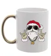 Чашка з кольоровою ручкою Cool Santa Золото фото