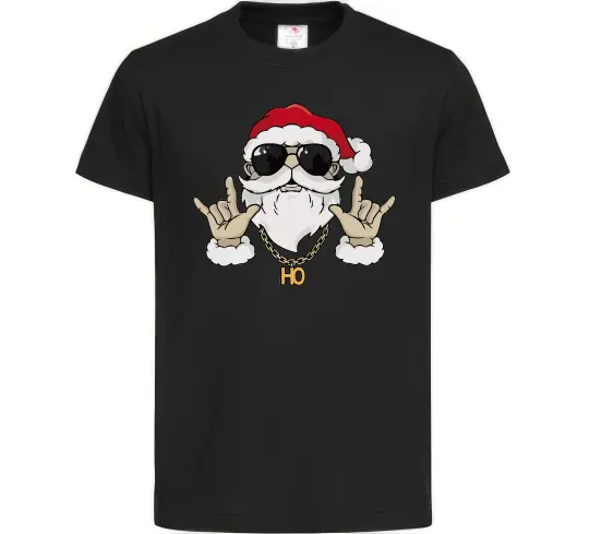 Дитяча футболка Cool Santa Чорний фото