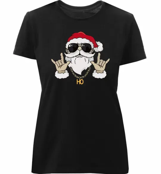 Жіноча преміум футболка Cool Santa Чорний фото