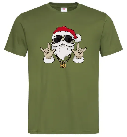 Чоловіча футболка Cool Santa Оливковий фото
