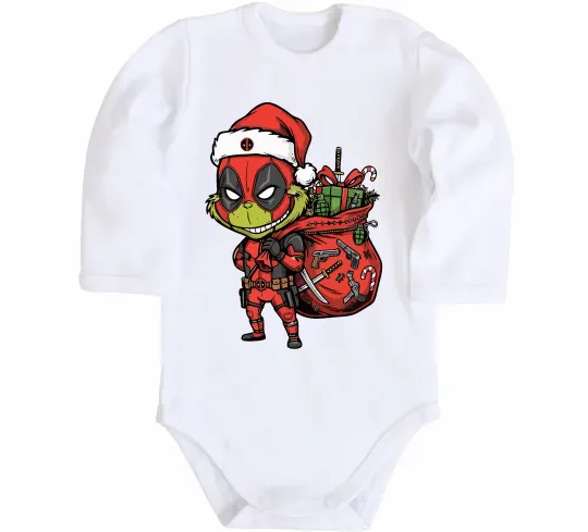 Дитячий бодік Deadpool Grinch Білий фото