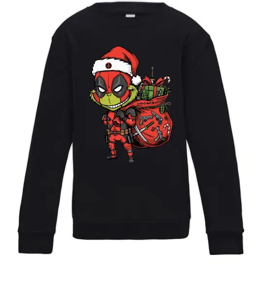 Дитячий світшот Deadpool Grinch Чорний фото