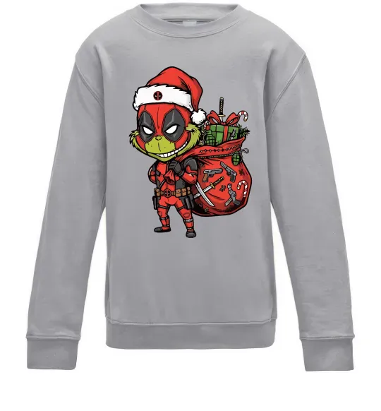 Дитячий світшот Deadpool Grinch Сірий меланж фото