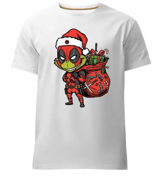 Мужская премиум футболка Deadpool Grinch Белый фото