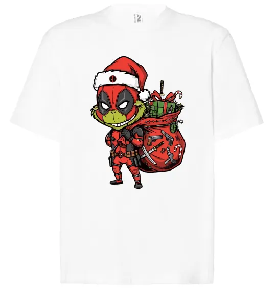 Футболка Оверсайз Deadpool Grinch Білий фото