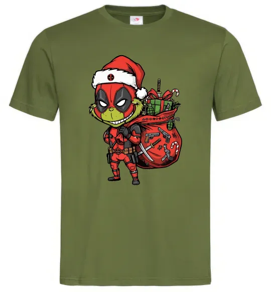 Чоловіча футболка Deadpool Grinch Оливковий фото