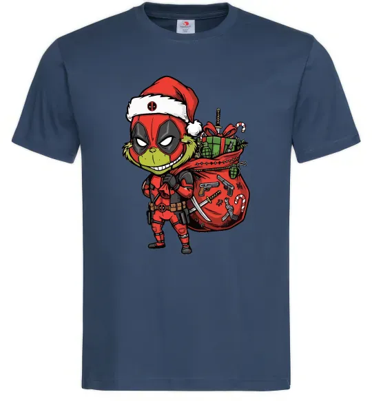 Чоловіча футболка Deadpool Grinch Темно-синій фото