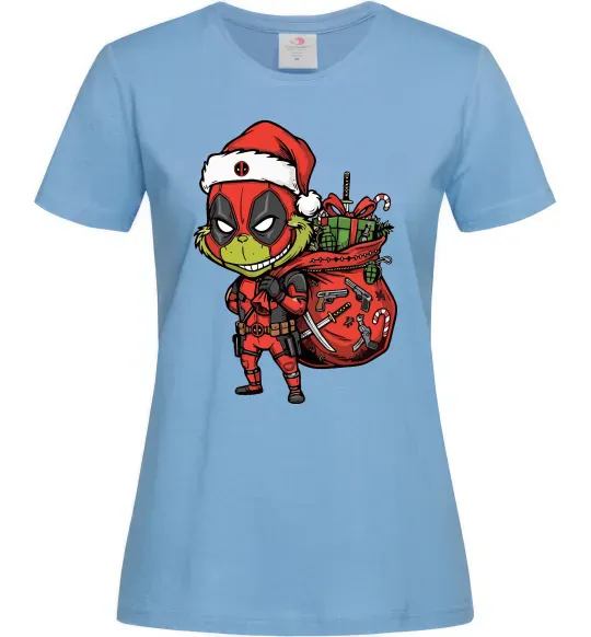 Женская футболка Deadpool Grinch Голубой фото